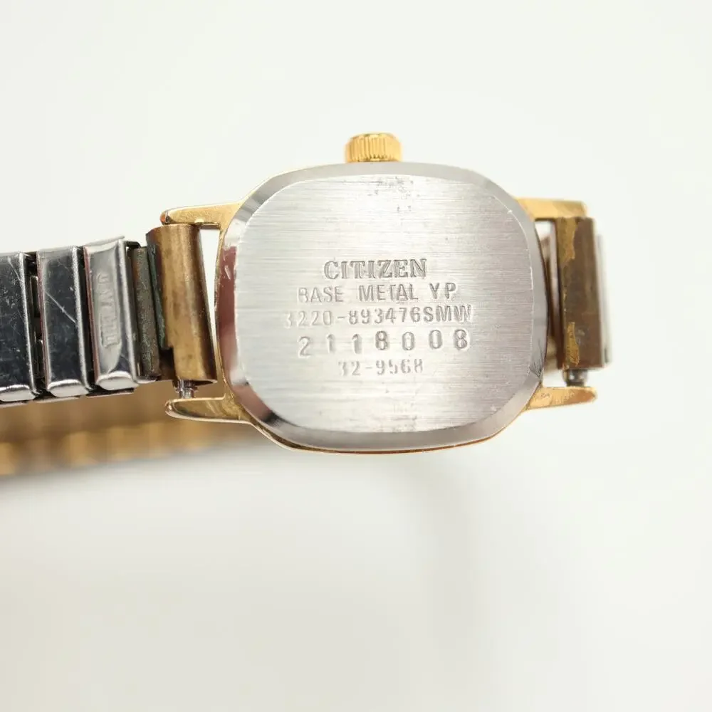 Vintage Citizen Black Gold Tone 17mm Petite Watch Metal Stretch Band New Battery